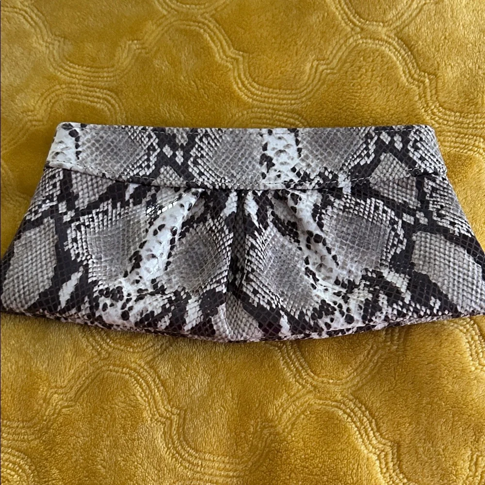 Lauren Merkin Python Print cream and brown Clutch